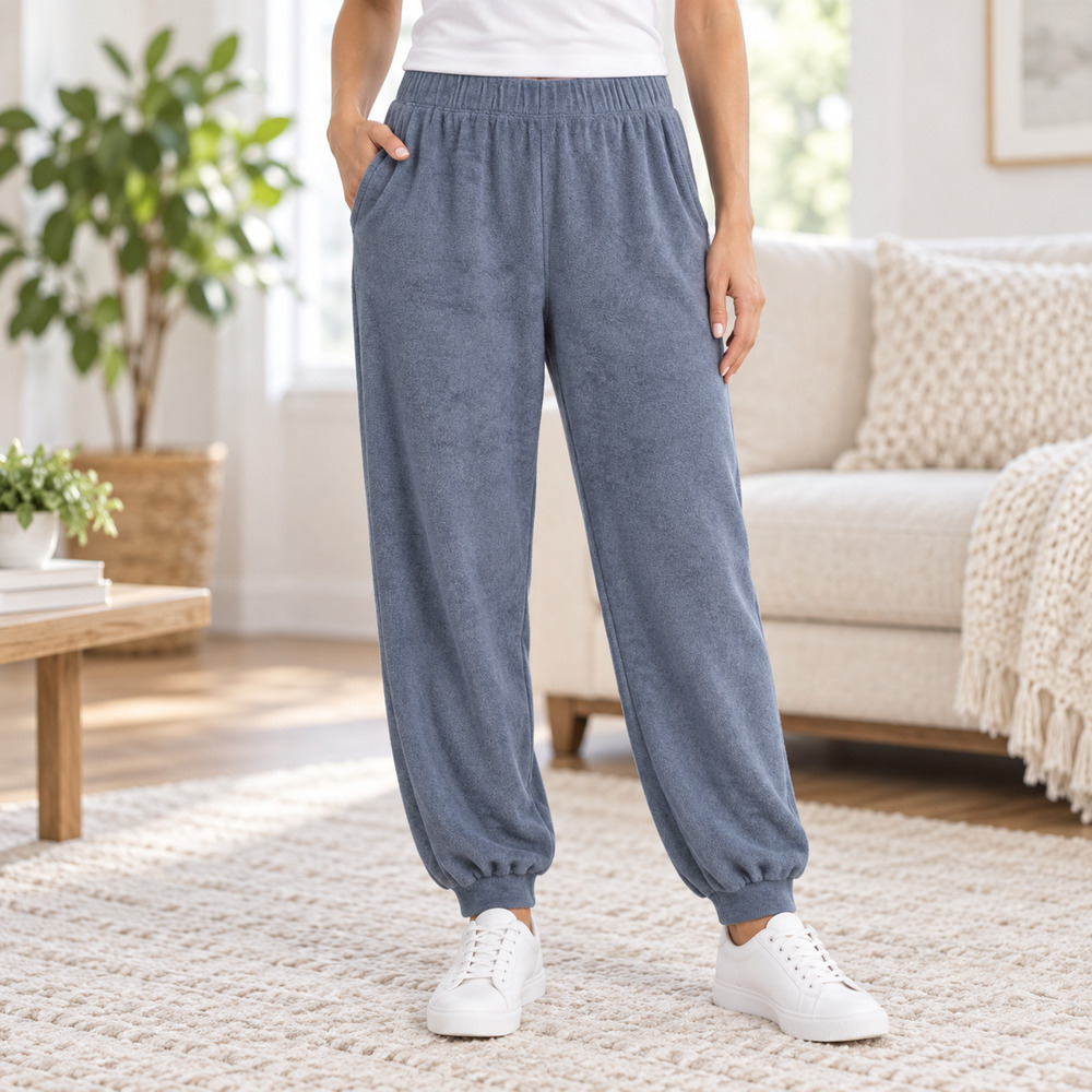 Old Navy Womens S Blue Soft Brushed Terry Jogger Pants Pull On Pockets NWT